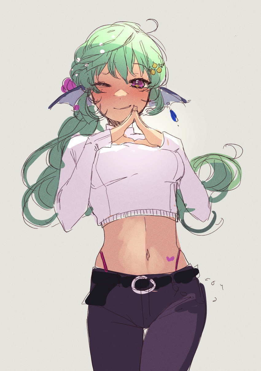 1girl, absurdres, alternate_costume, belt, black_belt, black_pants, blush, breasts