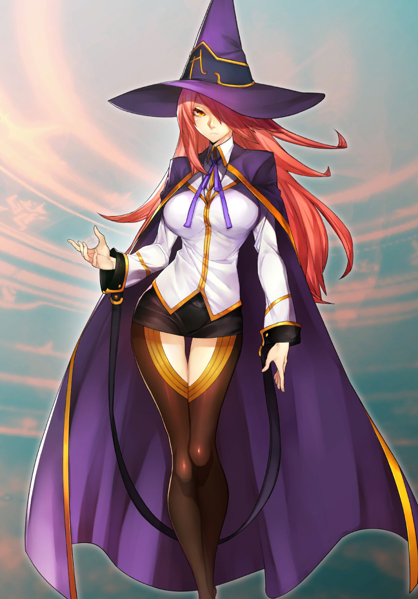 1girl, blazblue, blazblue_alternative:_dark_war, blazblue_phase_0, bow, breasts, cape, hair_over_one_eye