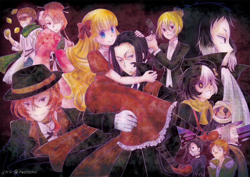6+boys, bungou_stray_dogs, fedora, hat, mori_ougai_(bungou_stray_dogs), multiple_boys, okiinae