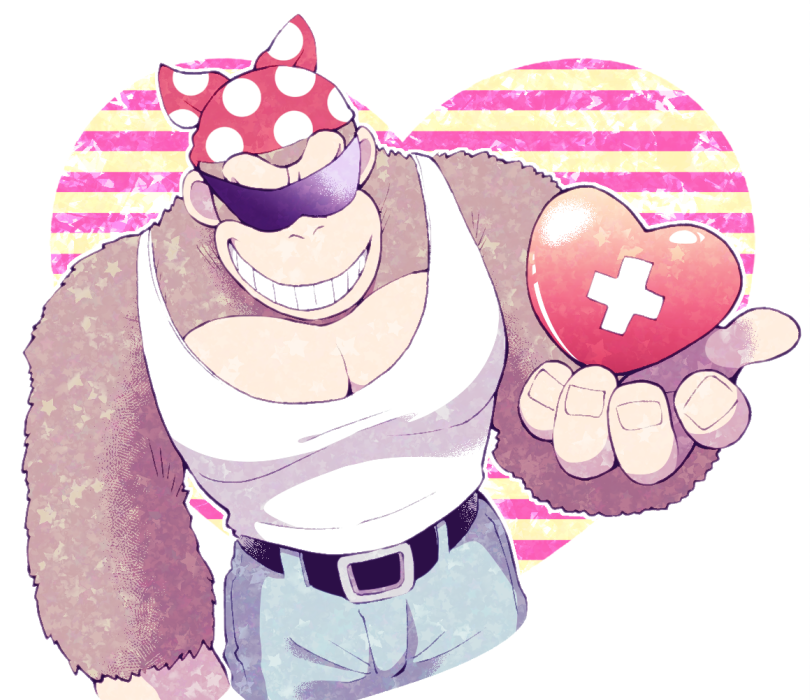 ape, donkey_kong_(series), funky_kong, furry, furry_male, heart, minashirazu, no_humans