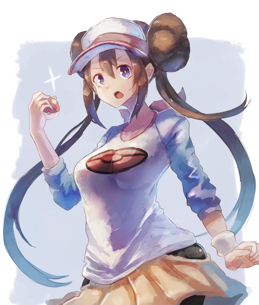 1girl, absurdres, blush, breasts, brown_hair, cowboy_shot, double_bun, dutch_angle