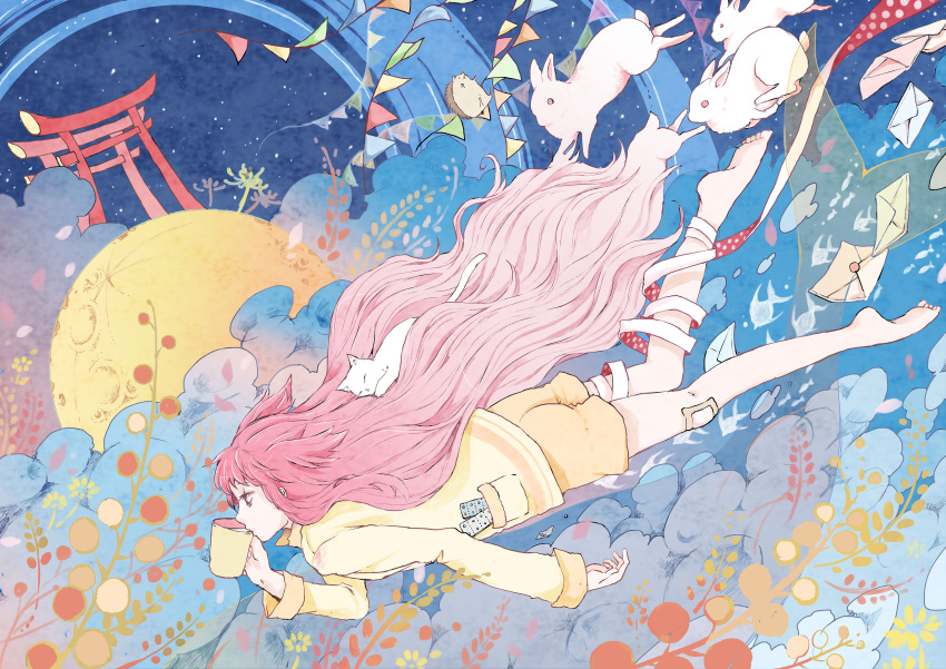 1girl, absurdres, bandaged_leg, bandages, bandaid, bandaid_on_knee, bangs, barefoot