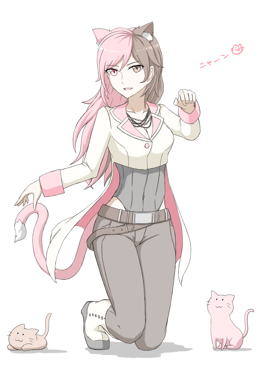 1girl, :3, absurdres, animal_ear_fluff, animal_ears, belt, boots, breasts