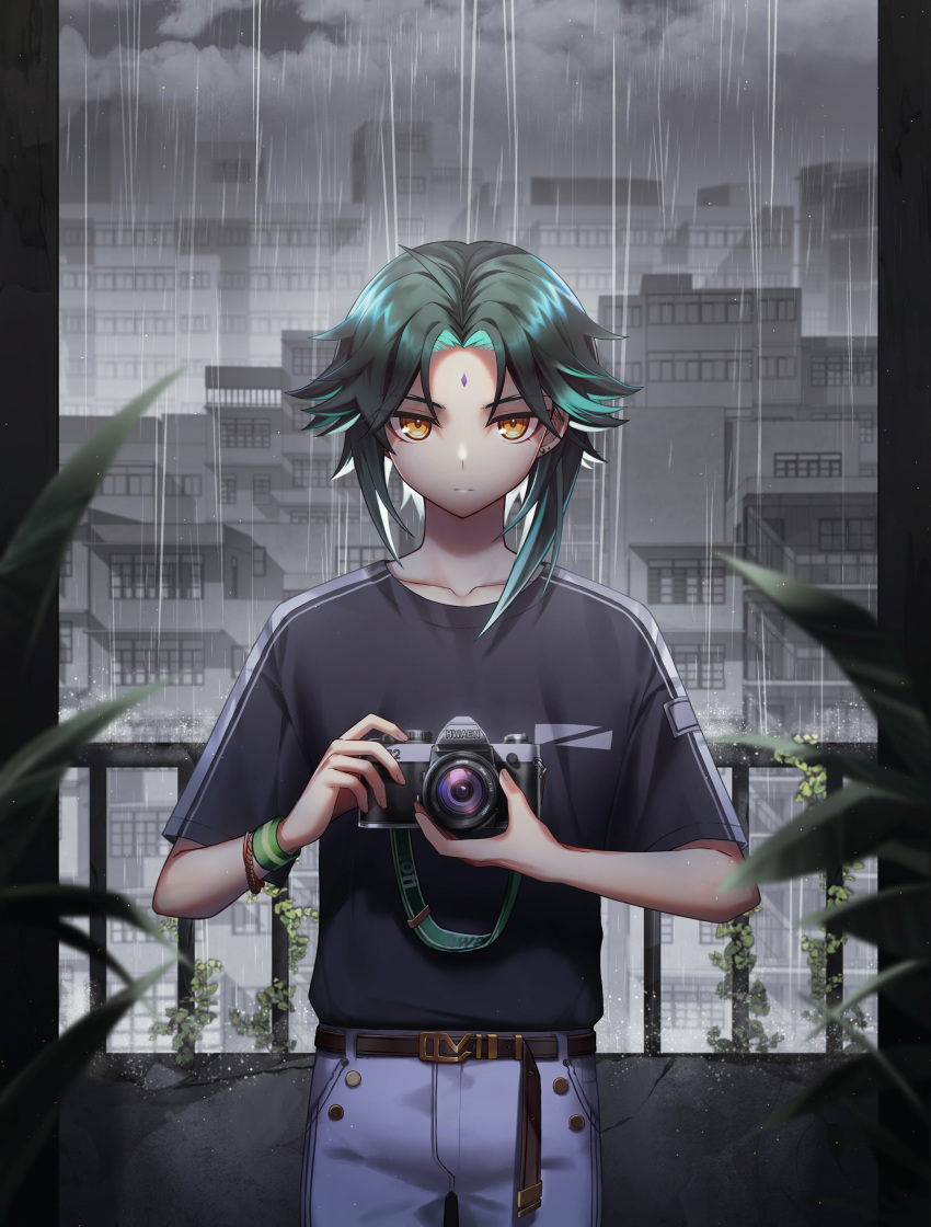1boy, absurdres, ahoge, bangs, bead_necklace, beads, belt, black_hair