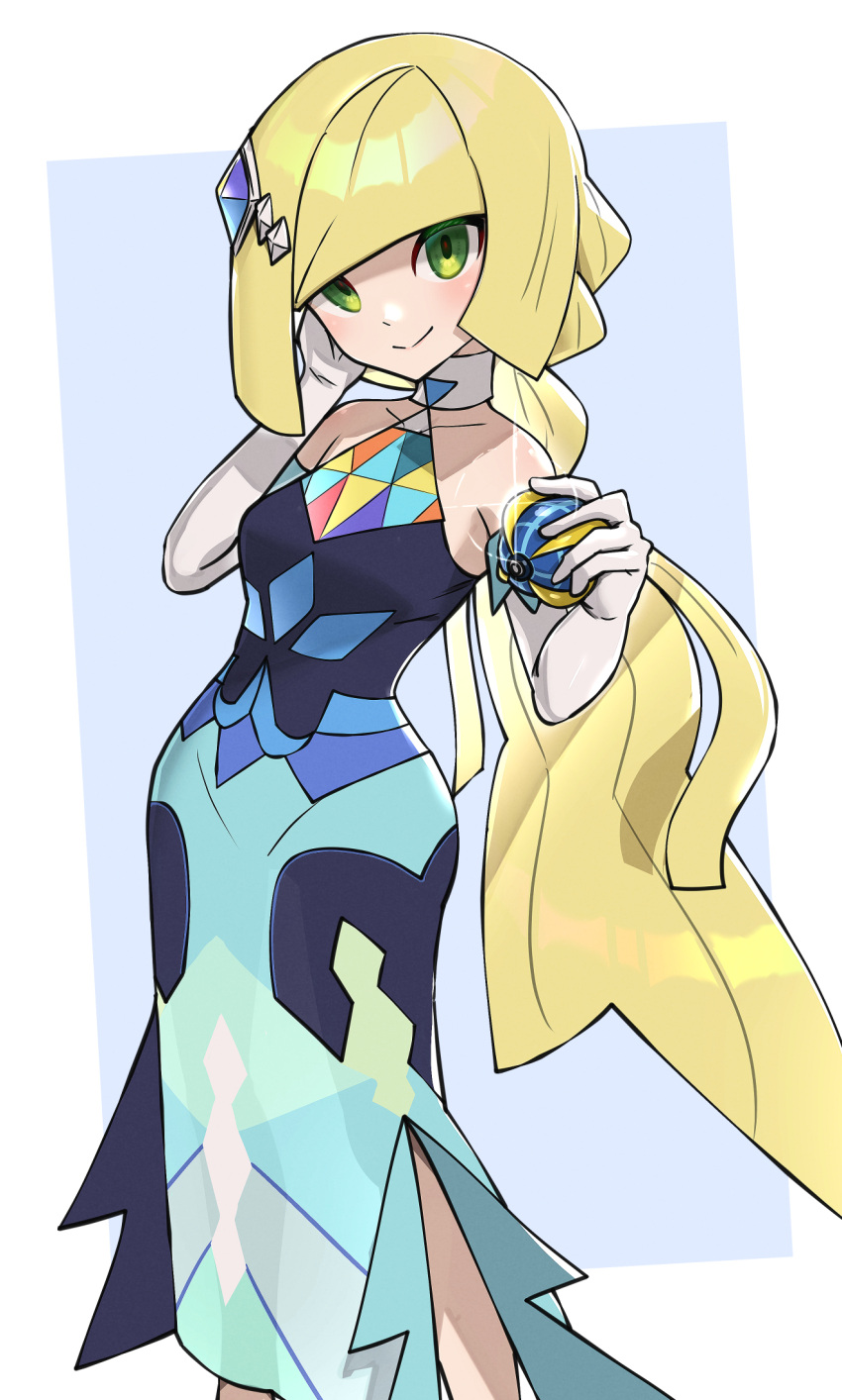 1girl, beast_ball, blonde_hair, commentary_request, dress, elbow_gloves, gloves, gonzarez