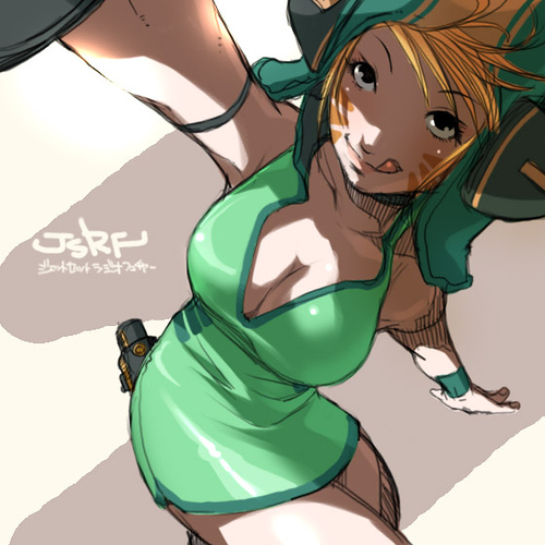 cleavage, gum_(jsr), headphones, jet_set_radio, jet_set_radio_future, sega, tongue