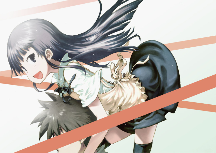 black_eyes, black_hair, data966, data_(remmings_nest), flat_chest, hime_cut, leaning, leaning_forward
