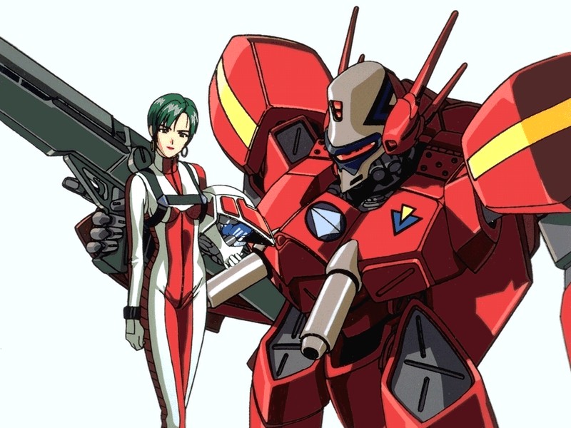 bodysuit, earrings, flightsuit, green_hair, gun, gunpod, helmet, jewelry