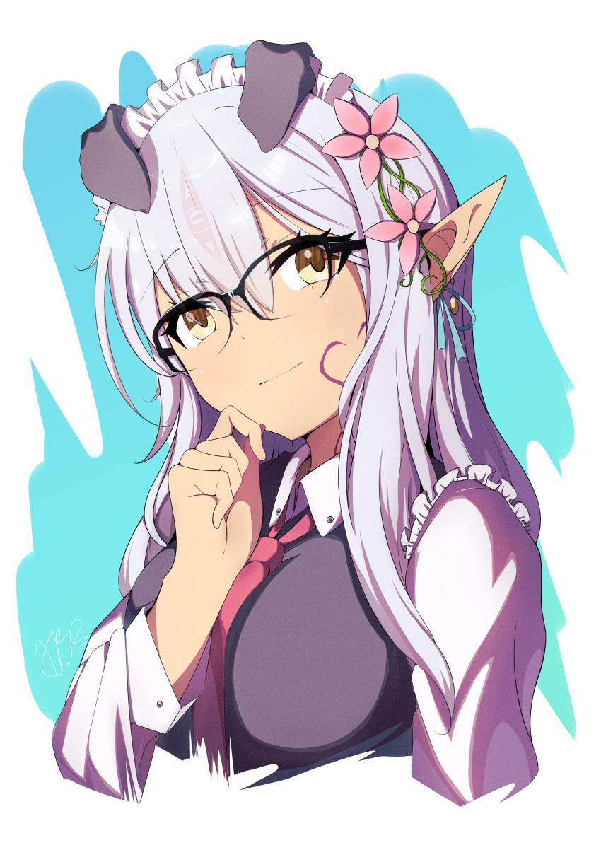 1girl, absurdres, alipheese_fateburn_xvi, bespectacled, boqee, breasts, closed_mouth, collared_shirt