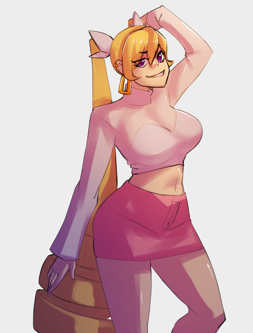 1girl, absurdres, alternate_costume, bangs, blonde_hair, breasts, cosmikaizer, drill_hair