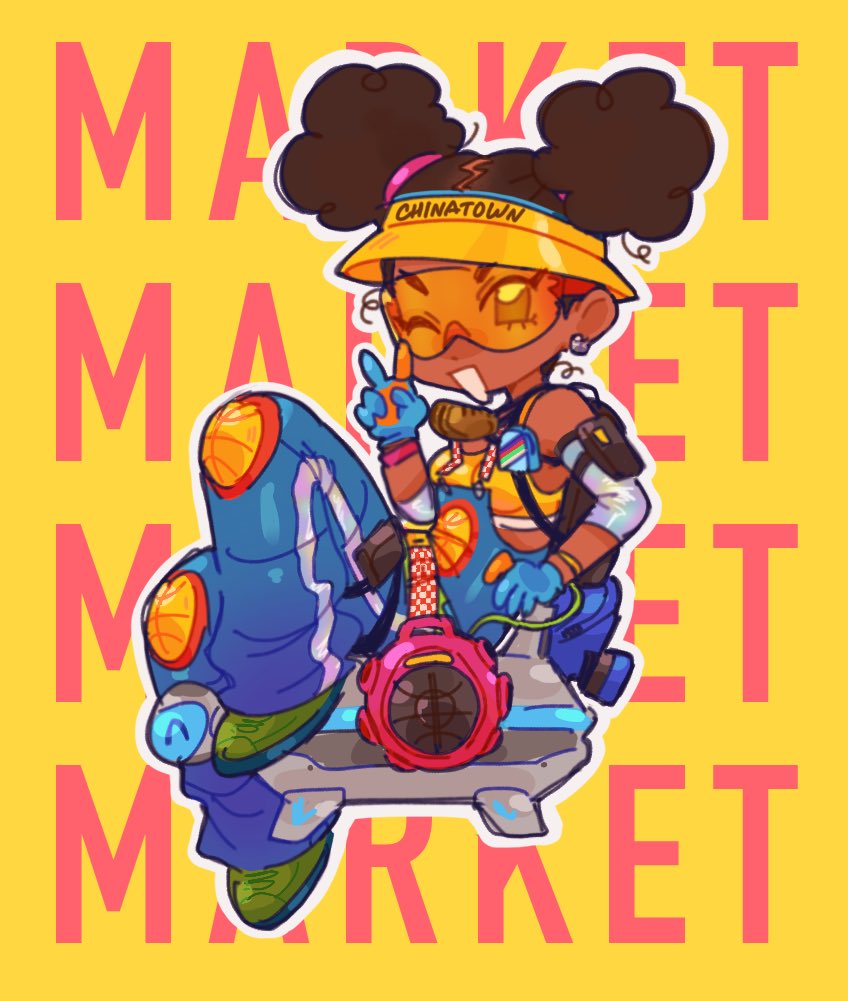1girl, abi_(superson1co), apex_legends, black_hair, bucket_hat, cable, chibi, detached_sleeves