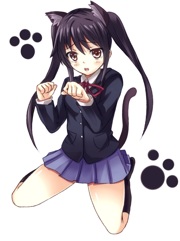 animal_ears, black_hair, brown_eyes, cat_ears, cat_pose, cat_tail, hinata_(pixiv), hinata_sora