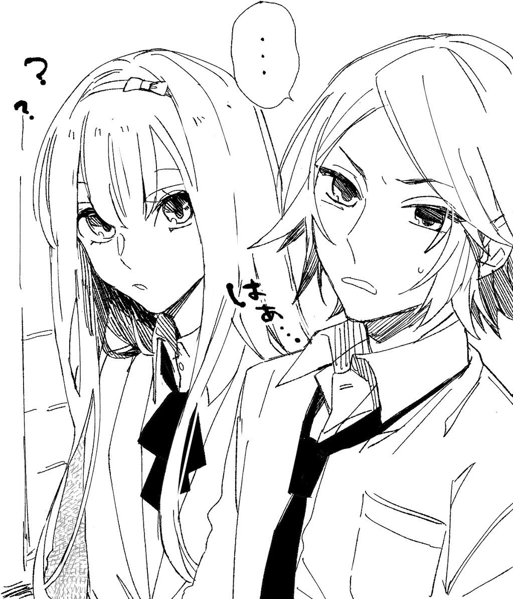 clock_zero, duo, fanart, female, kano_riichiro, kurou_nadeshiko, male, pixiv_id_11338758