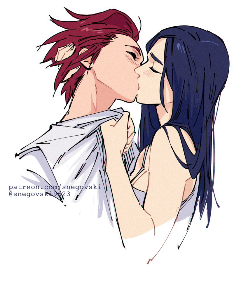 2girls, arcane:_league_of_legends, blush, caitlyn_(league_of_legends), closed_eyes, hand_on_another's_head, highres, kiss