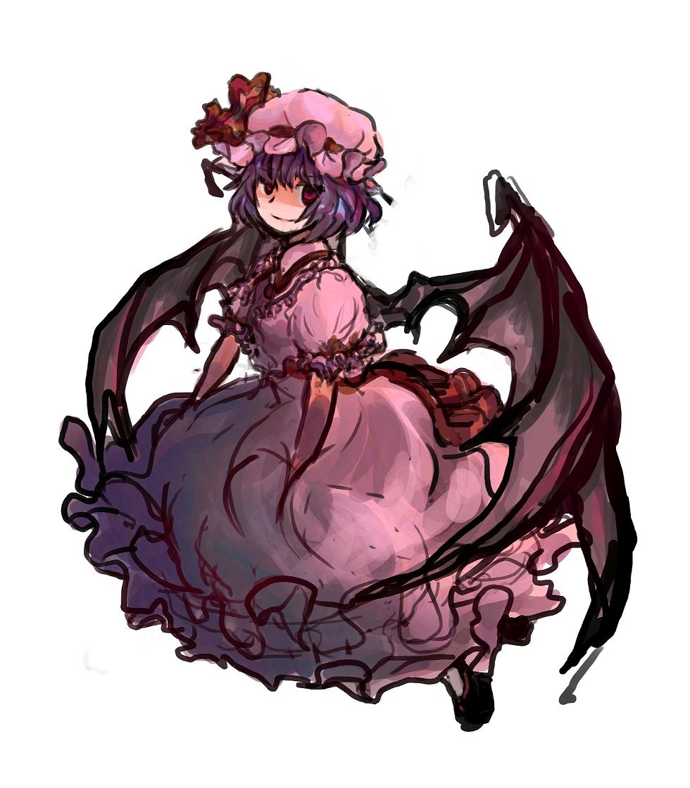 bat_wings, ddbb, hat, purple_hair, remilia_scarlet, short_hair, solo, touhou