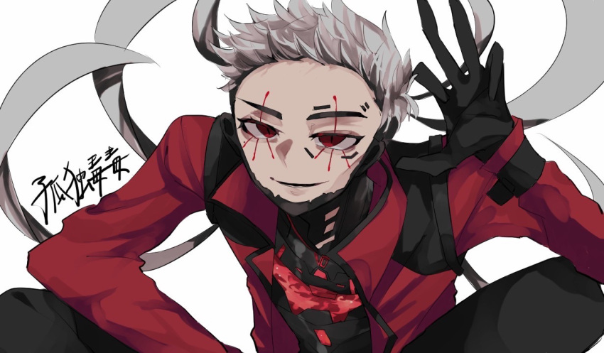 1boy, apex_legends, black_gloves, black_pants, crypto_(apex_legends), devil's_advocate_crypto, gloves, grey_hair