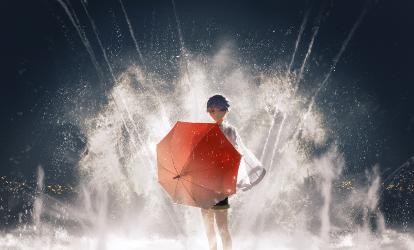 1boy, absurdres, backlighting, bangs, blurry, cloak, cmpovar, copyright_request