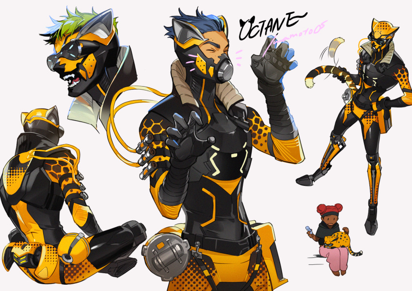 1boy, 1girl, animal_ears_helmet, animalization, apex_legends, black_gloves, black_headband, black_hoodie