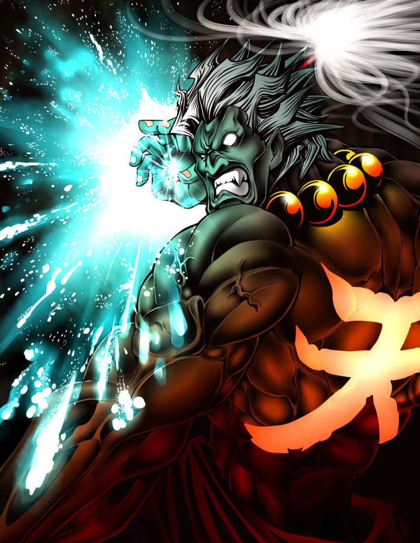 attack, fang, gibuchoko, gouki, heaven_(kanji), highres, male, muscle