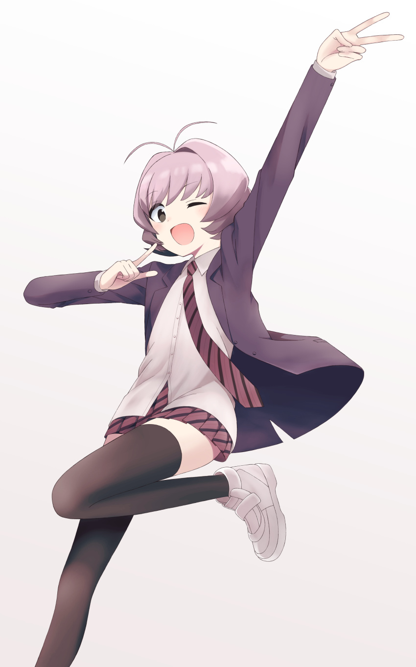 1other, absurdres, androgynous, antenna_hair, aoimemo, black_legwear, blazer, collared_shirt