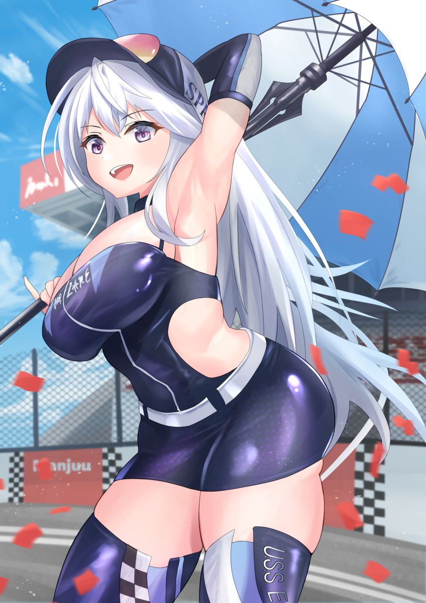 1girl, absurdres, armpits, azur_lane, bouhuuu, breasts, commentary_request, enterprise_(azur_lane)