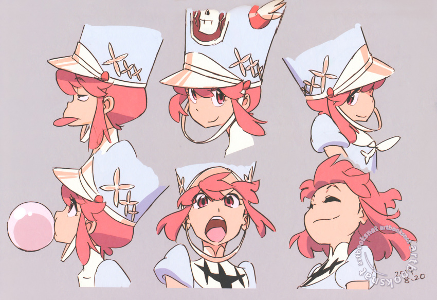 1girl, akizuki_ryou_(gakuen_kumikyoku), character_sheet, dated, grey_background, highres, jakuzure_nonon, kill_la_kill