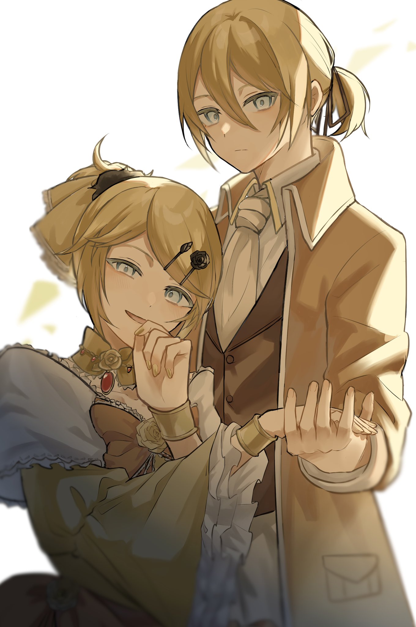 aku_no_meshitsukai_(vocaloid), aku_no_musume_(vocaloid), allen_avadonia, azuki_nako, blonde_hair, bracelet, brother_and_sister, dress
