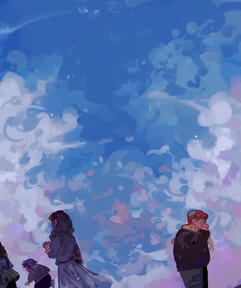 2girls, 3boys, baby, black_hair, blue_sky, brown_hair, eric_cartman, family, father_and_daughter, father_and_son, hackelm_cartman, hat, holding_baby, husband_and_wife, long_hair, menorah_cartman, moisha_cartman, mother_and_daughter, mother_and_son, multiple_boys, multiple_girls, older, shawl, skirt, sky, south_park, south_park:_post_covid, spoilers, sweater, yamaka, yentl_cartman