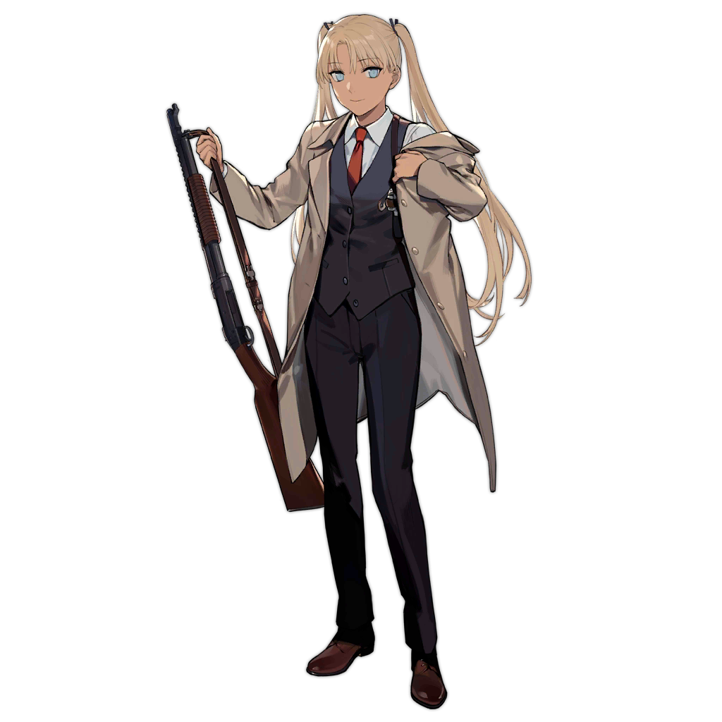 1girl, blonde_hair, brown_jacket, dark-skinned_female, dark_skin, duoyuanjun, formal, girls_frontline