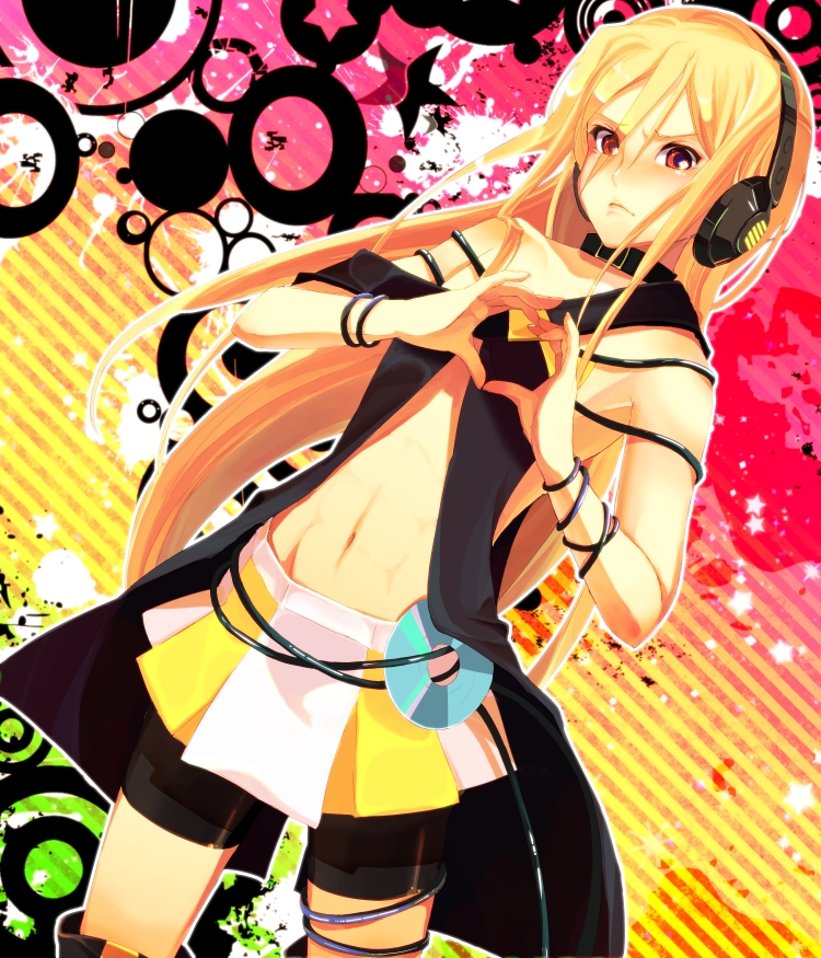 afuro_terumi, aphrodite_(inazuma_eleven), blonde_hair, blush, boots, bunkyo_takemi, cable, cd
