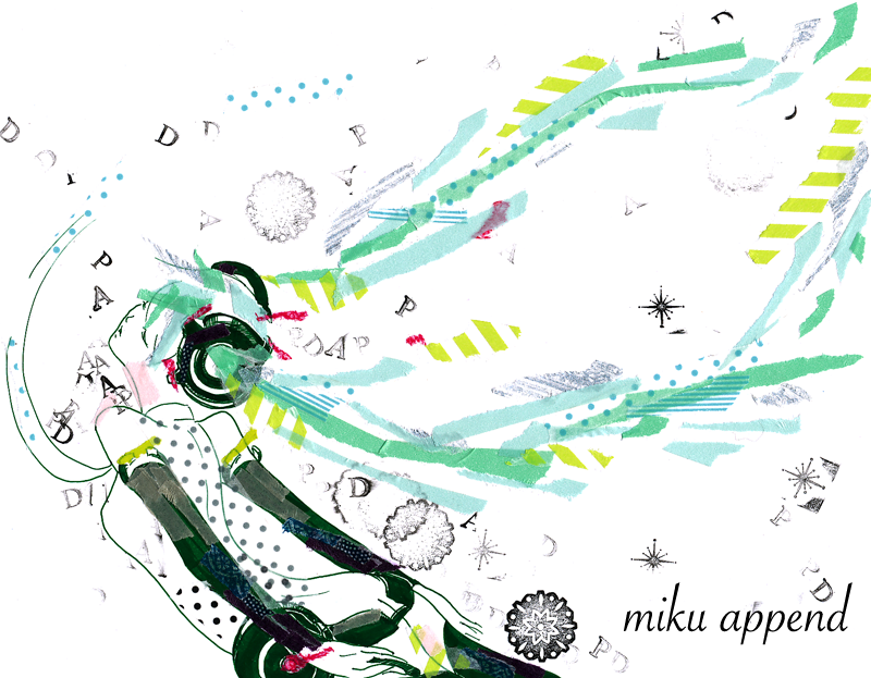 abstract, aqua_hair, ass, belt, closed_eyes, collage, elbow_gloves, fingerless_gloves