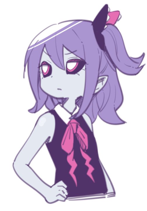 1girl, black_dress, black_sclera, closed_mouth, colored_sclera, colored_skin, demon_girl, dress