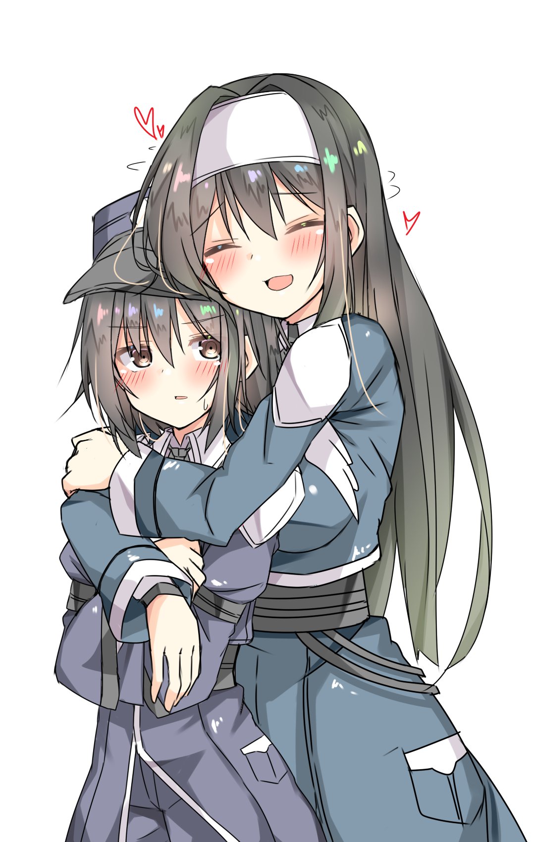 2girls, duel_monster, exorsister_elaine, exorsister_sophia, hat, hug, kinokohaman, long_hair, medium_hair, yu-gi-oh!, yuu-gi-ou