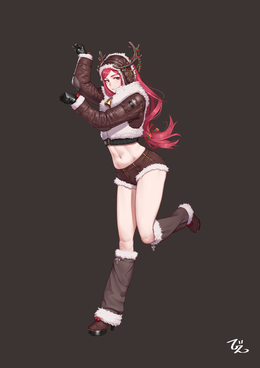 1girl, absurdres, alternate_costume, arms_up, aviator_cap, bangs, beeeeen, bell