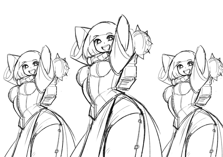 3girls, :d, adepta_sororitas, backpack, bag, bob_cut, boobplate, dancing