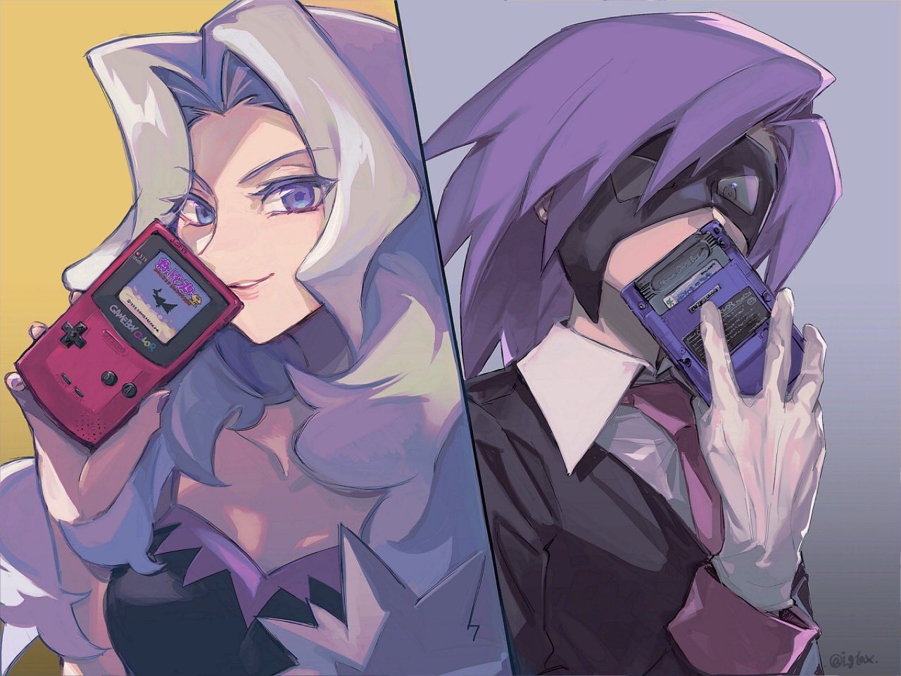 1boy, 1girl, bangs, black_jacket, black_shirt, blue_eyes, collarbone, collared_shirt