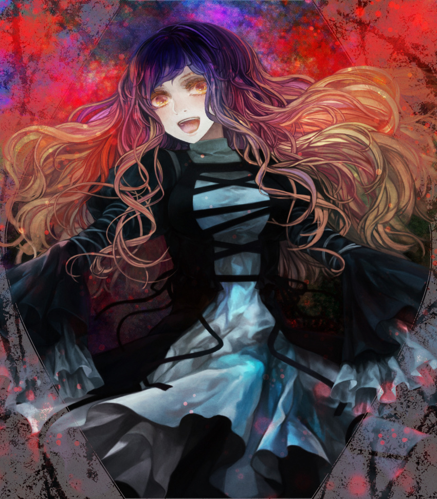 dress, gradient_hair, highres, hijiri_byakuren, long_hair, multicolored_hair, smile, solo