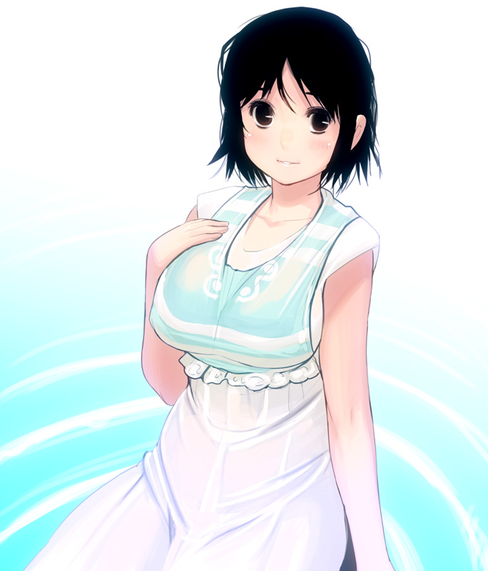 breasts, brown_eyes, ishida_to_asakura, large_breasts, masao, ripples, satou-san, short_hair