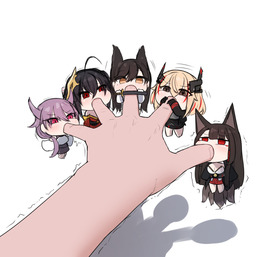 1boy, 5girls, akagi_(azur_lane), akaoni_(zumt3548), animal_ears, atago_(azur_lane), azur_lane, biting