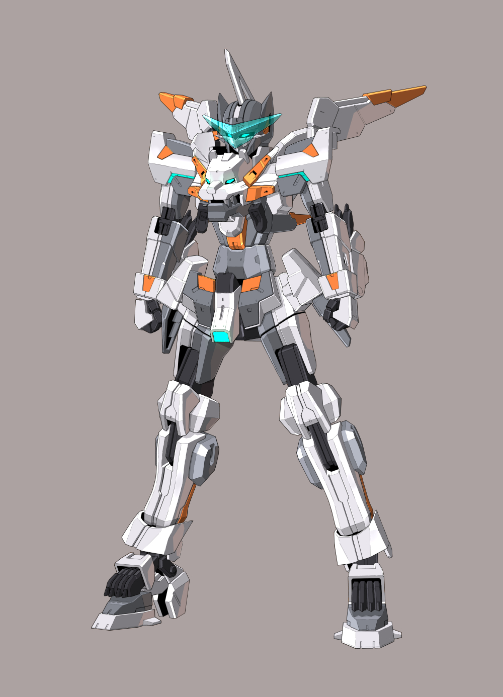 blue_eyes, brown_background, clenched_hands, code_beast, highres, hundred_edge, kuramochi_kyouryuu, looking_ahead