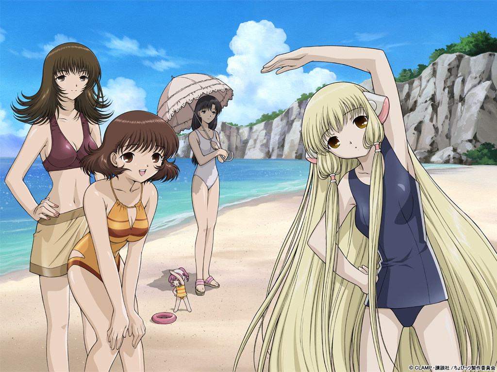 chii, chobits, hibiya_chitose, oomura_yumi, shimizu_takako, sumomo, swimsuit