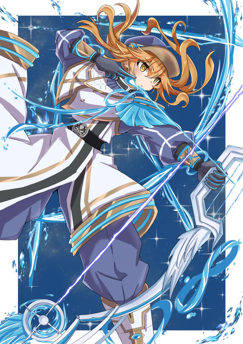 1girl, bakuma, blonde_hair, blush, breasts, duel_monster, exorsister_usophiel, hat, medium_hair, yu-gi-oh!, yuu-gi-ou