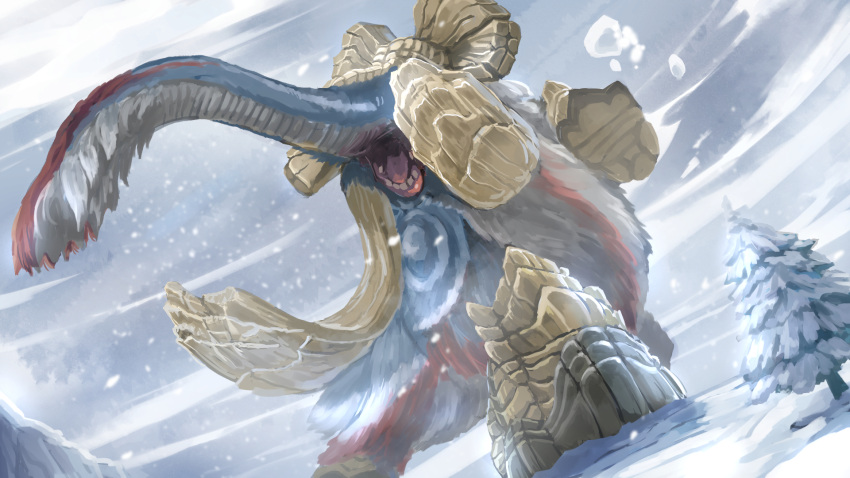 day, dutch_angle, elephant, gammoth, grey_sky, highres, monster_hunter_(series), no_humans