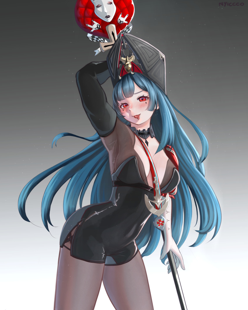 1girl, \m/, absurdres, artist_name, asymmetrical_gloves, azur_lane, black_dress, black_gloves