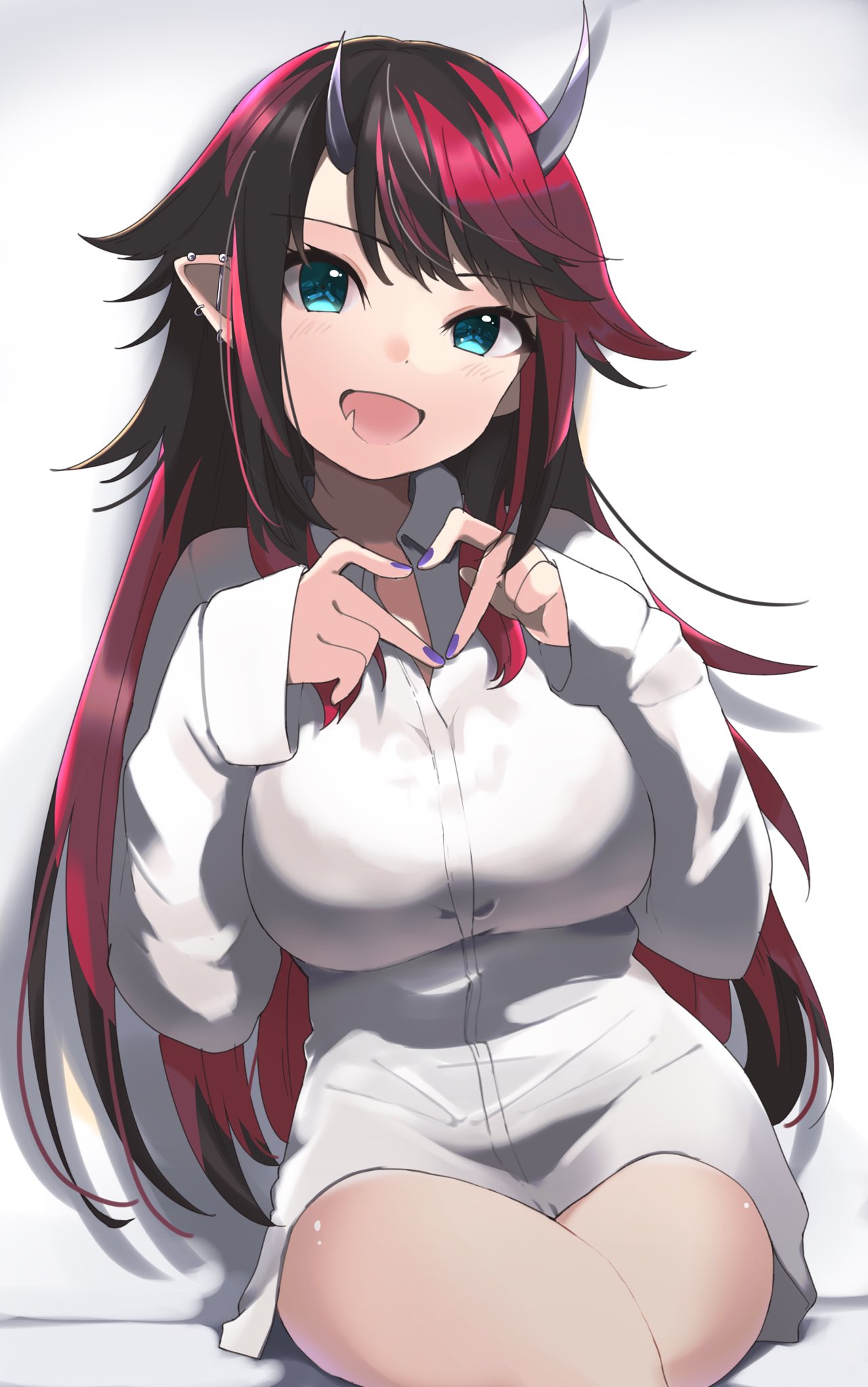 1girl, alternate_costume, bangs, black_hair, blue_eyes, blush, breasts, collared_shirt