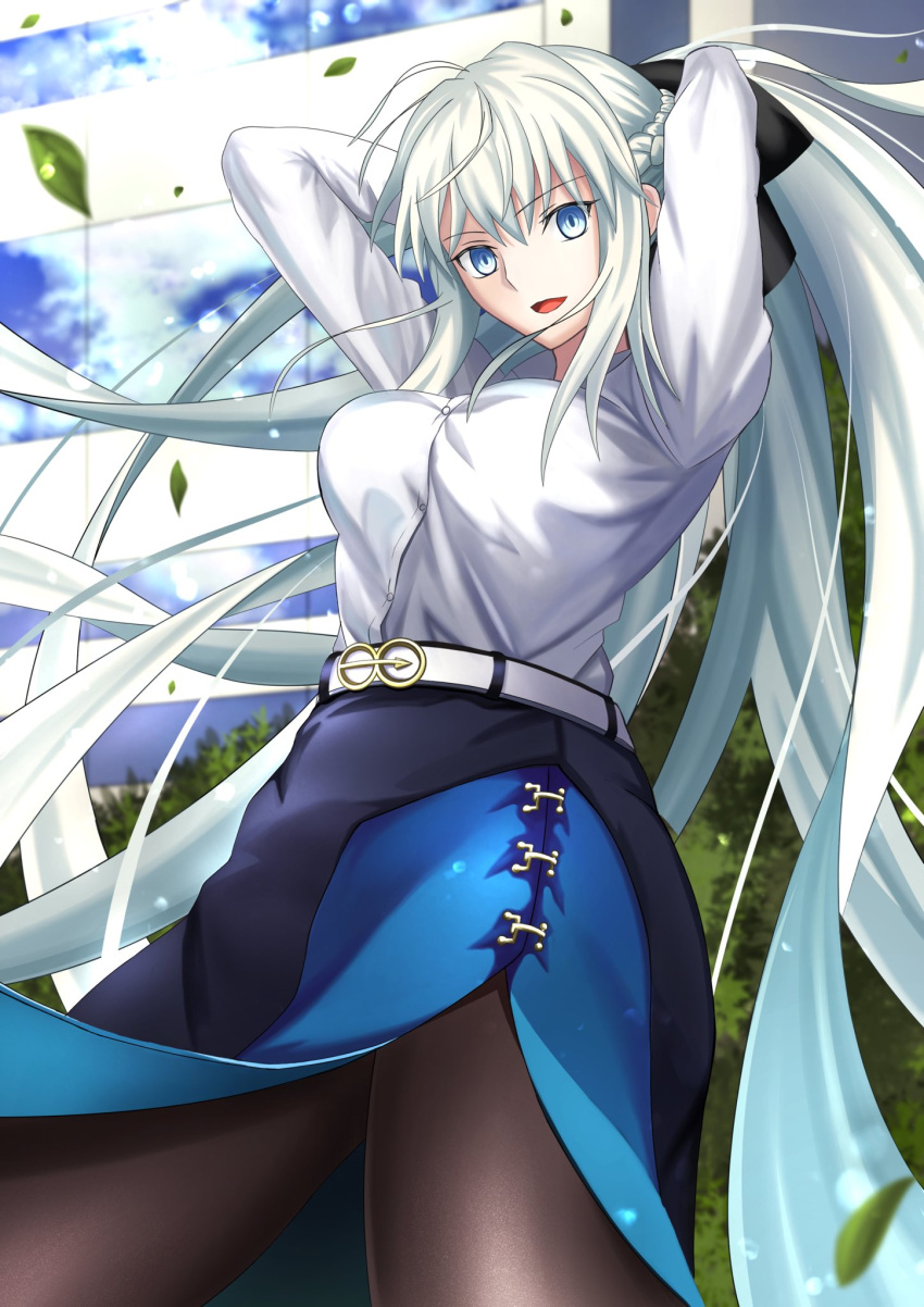 1girl, bangs, black_bow, blue_eyes, blush, bow, braid, breasts