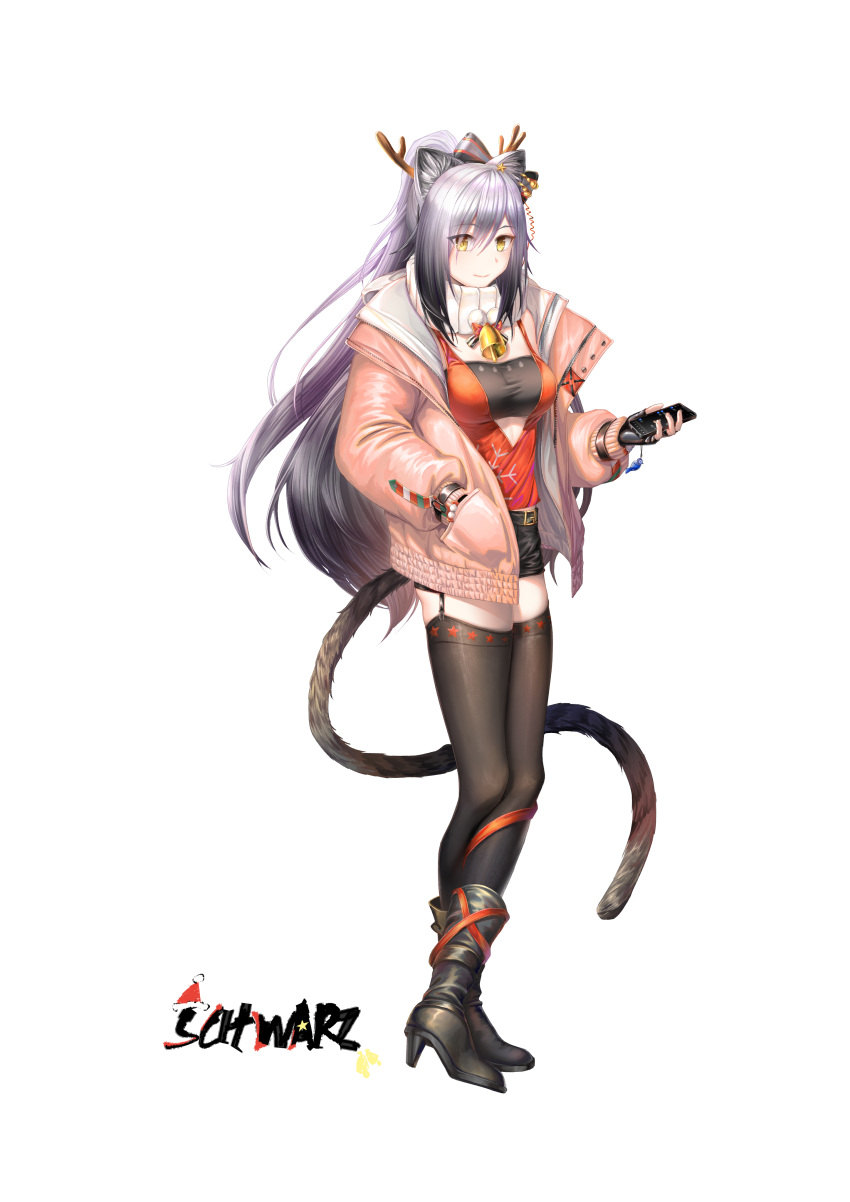 1girl, absurdres, airysher, animal_ears, antlers, arknights, bandeau, bangs