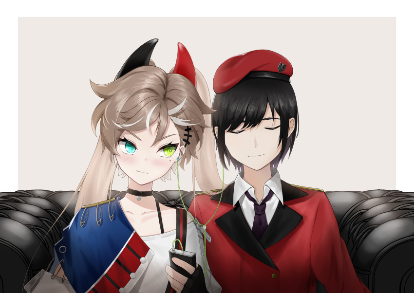 1boy, 1girl, absurdres, bangs, black_choker, black_gloves, black_hair, black_necktie