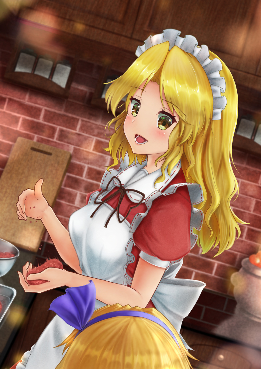 2girls, absurdres, alice_margatroid, alice_margatroid_(pc-98), apron, back_bow, black_ribbon, blonde_hair