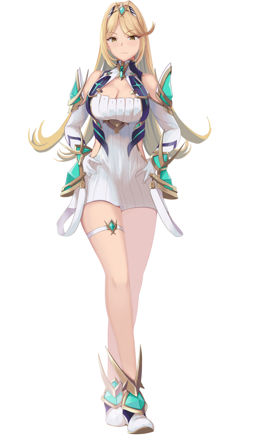 1girl, absurdres, armor, bangs, blonde_hair, breasts, cleavage_cutout, clothing_cutout